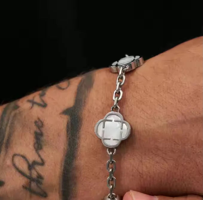 Clover Stone Bracelet Silver