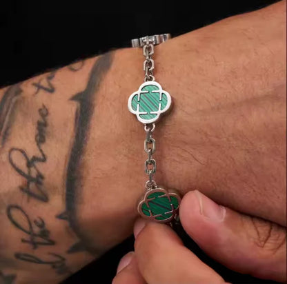 Clover Stone Bracelet Silver