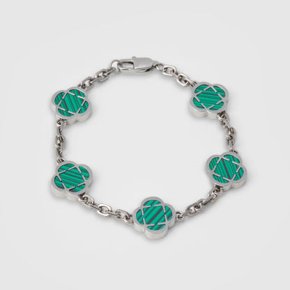 Clover Stone Bracelet Silver