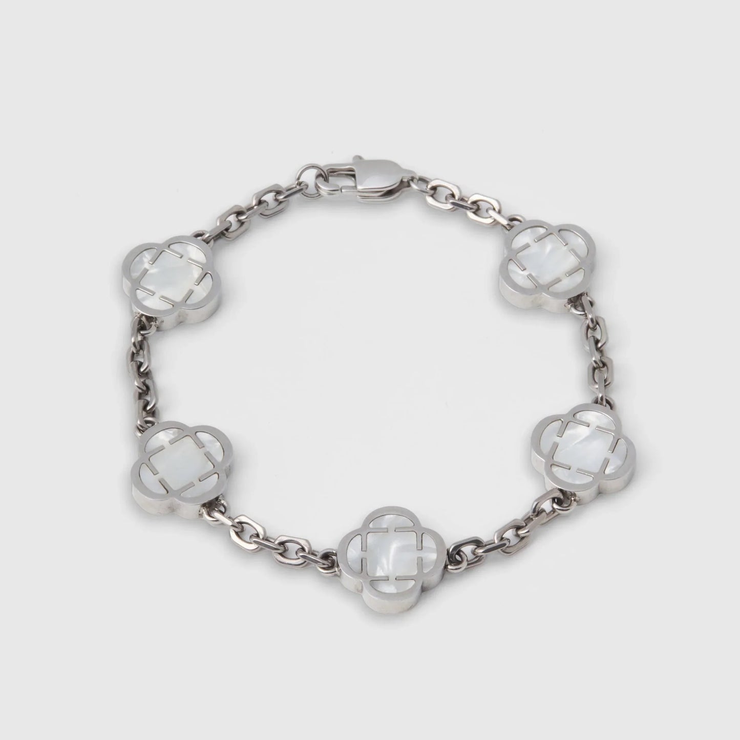 Clover Stone Bracelet Silver