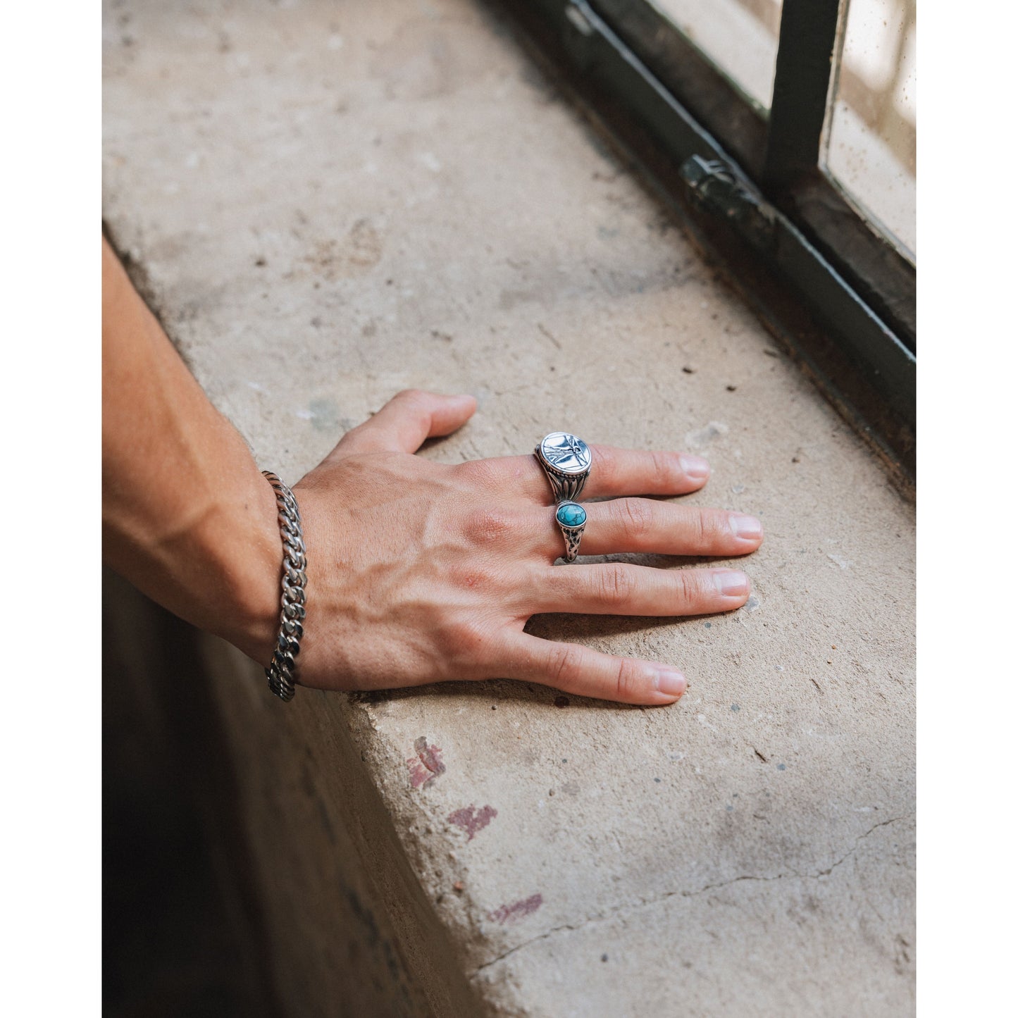 Vitruvian Man Signet Ring Silver