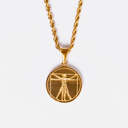 Vitruvian Man Pendant Gold
