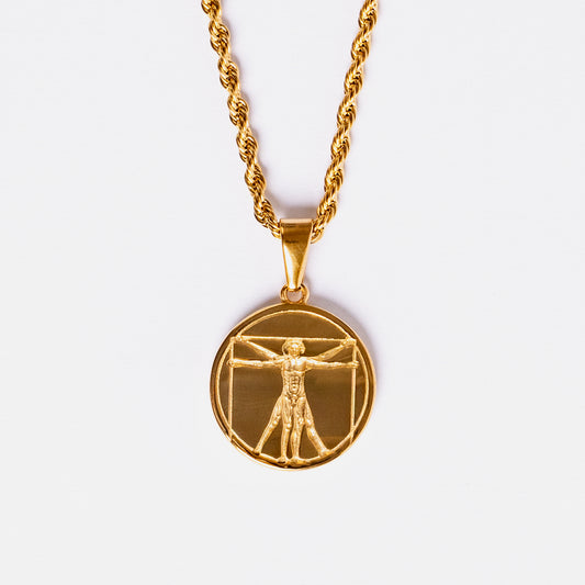 Vitruvian Man Pendant Gold