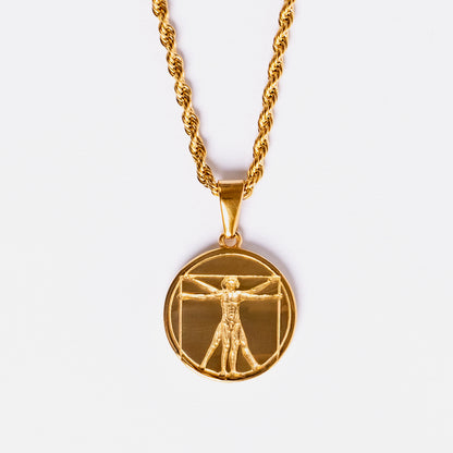 Vitruvian Man Pendant Gold