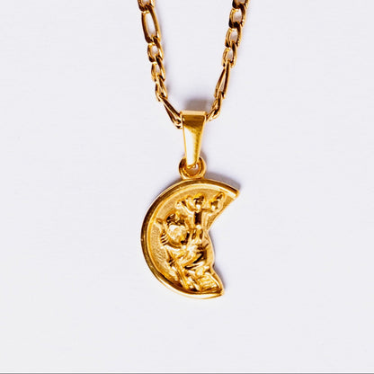 St.Christopher Half Moon Pendant Gold