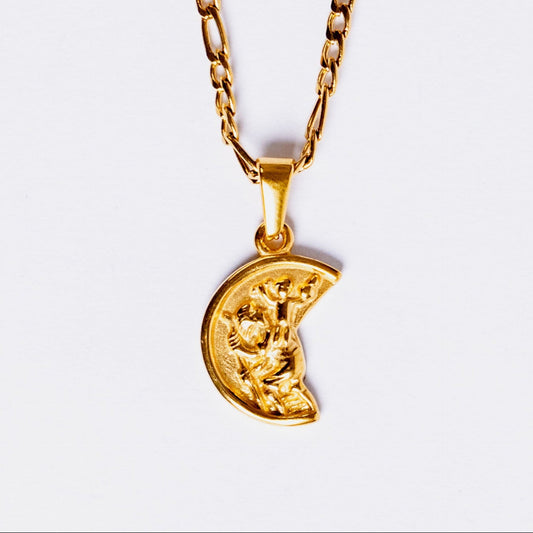 St.Christopher Half Moon Pendant Gold