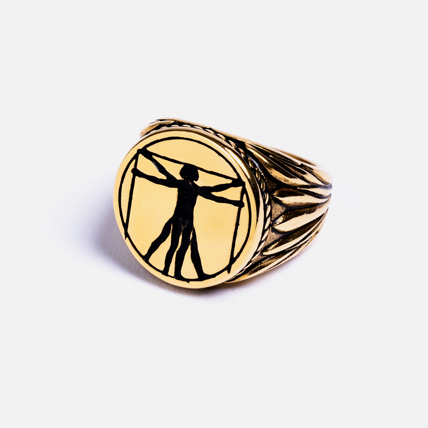 Vitruvian Man Signet Ring Gold