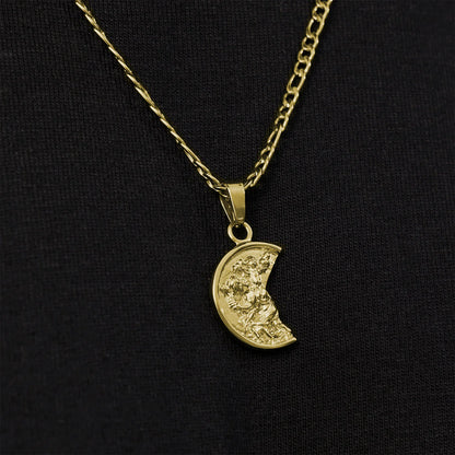 St.Christopher Half Moon Pendant Gold